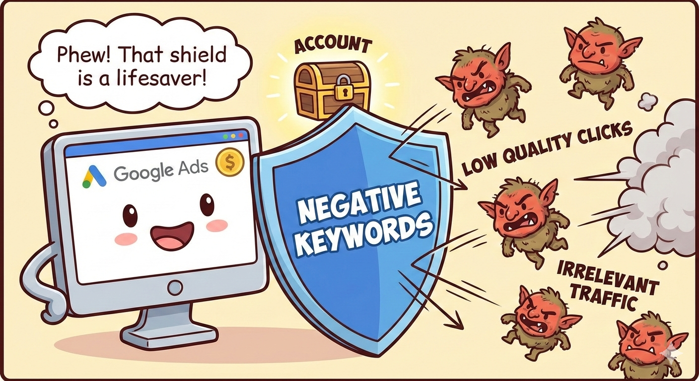 Shield your Google Ads account from wasteful low value clicks with Negative Keyword Lists!
