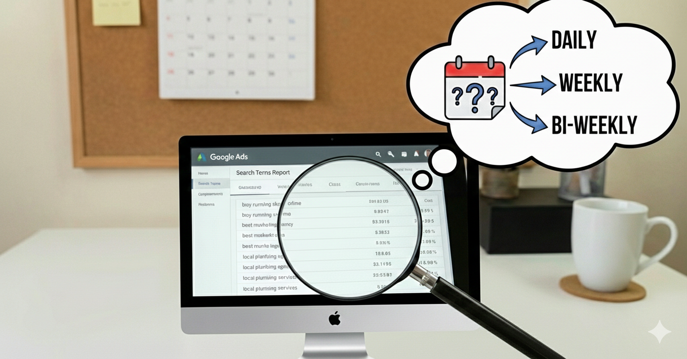 How often should I check the Search Terms Report in Google Ads?